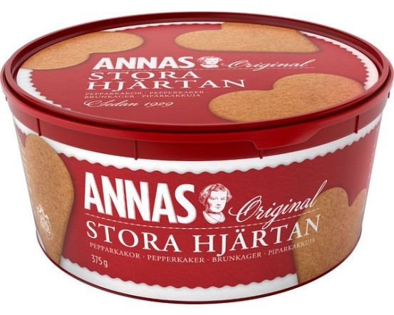 ANNAS suured piparkoogisüdamed, plastkarp 375g