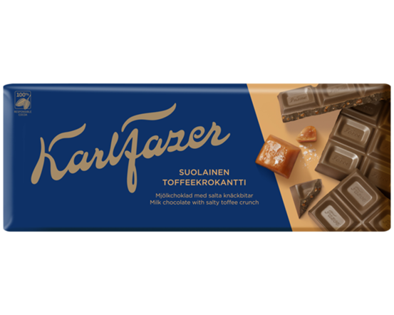 KARL FAZER piimašokolaad soolase karamelli tükkidega 180g / 22tk