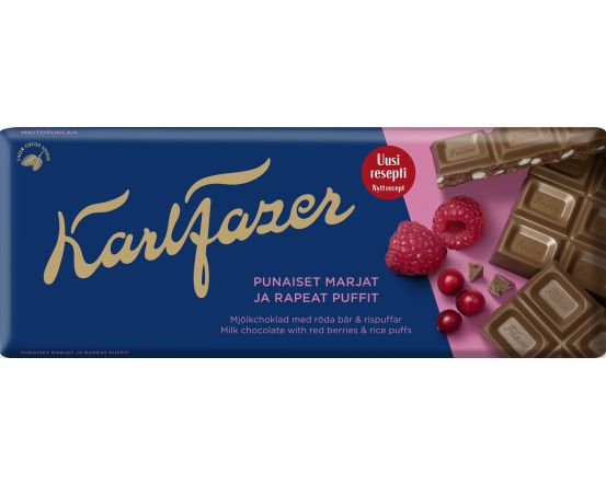 Karl Fazer piimašokolaad punaste marjade ja riisikrõbinatega 180g/21tk