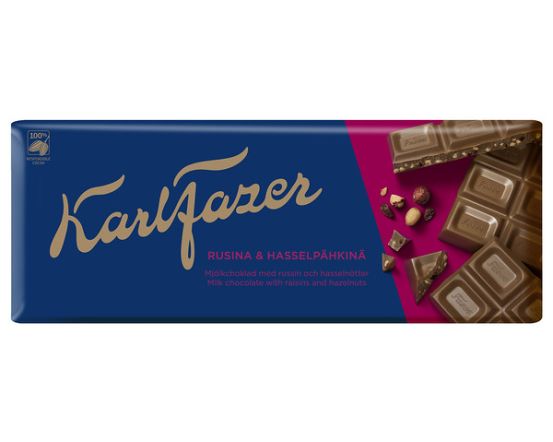 Karl Fazer piimašokolaad pähkli-rosina 200g /20tk