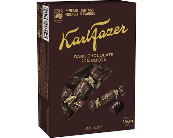 Karl Fazer Dark 70% kommikarp 150g/12tk