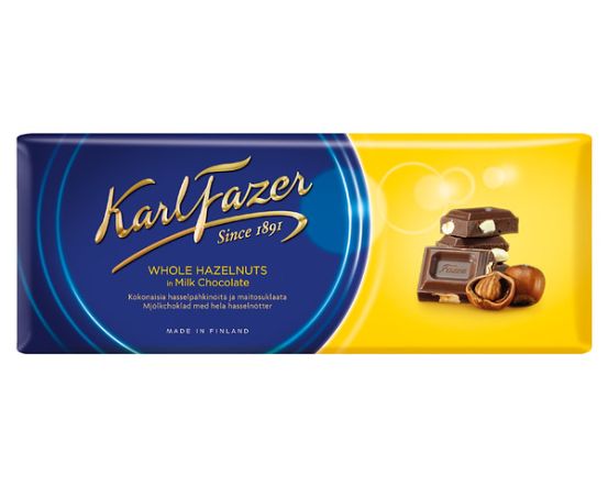 Karl Fazer piimašokolaad tervete metspähklitega 200g /19tk