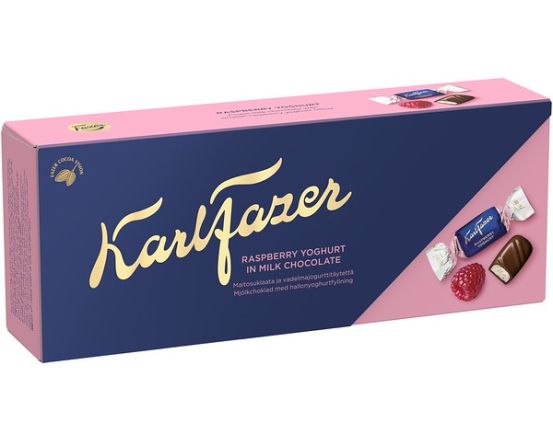 Karl Fazer piimašokolaadikompvekid vaarikajogurtitäidisega 250g/12tk