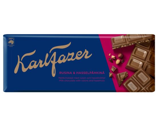 Karl Fazer piimaðokolaad rosina-pähkli 180g/ 22tk