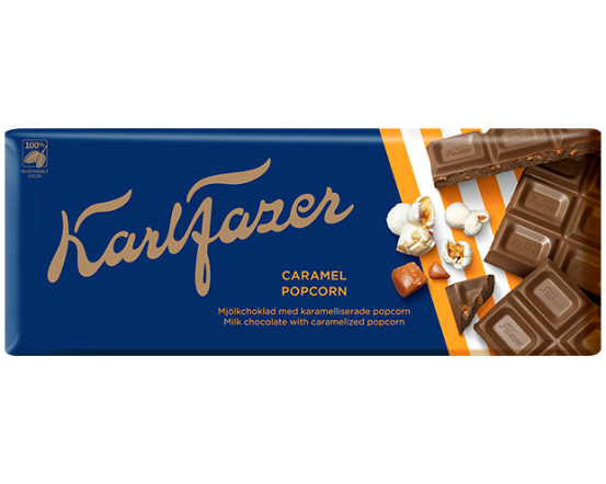 Karl Fazer piimaðokolaad karamelliseeritud popkorniga 200g/21tk