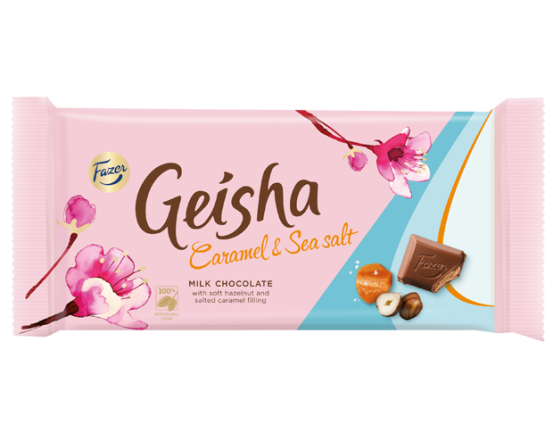 Geisha Caramel & Sea Salt piimaðokolaad 100g/20 tk