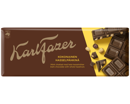 Karl Fazer tume šokolaad tervete metspähklitega 200g/19tk