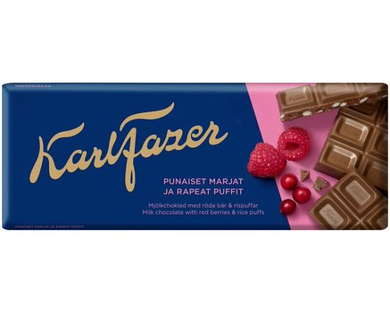 Karl Fazer piimašokolaad punaste marjade ja riisikrõbinatega 180g/21tk
