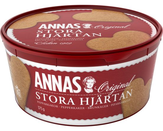 ANNAS suured piparkoogisüdamed, plastkarp 375g
