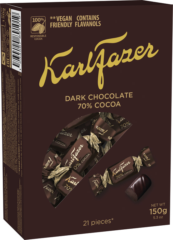 Karl Fazer Dark 70% kommikarp 150g/12tk