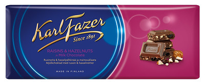 Karl Fazer piimašokolaad pähkli-rosina 200g /20tk